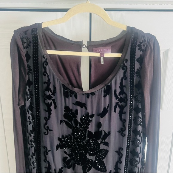 Hale Bob Black Beaded like New Dress - Size Large - Picture 4 of 10